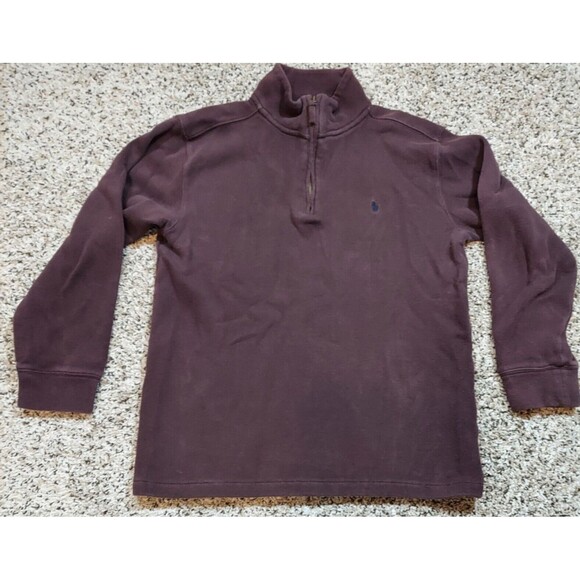 Polo Ralph Lauren Sweater Boys Youth Large 16/18 Brown Quarter Zip Pullover - Picture 1 of 6